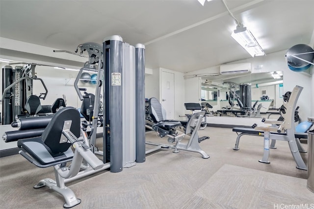 gym with a wall mounted AC