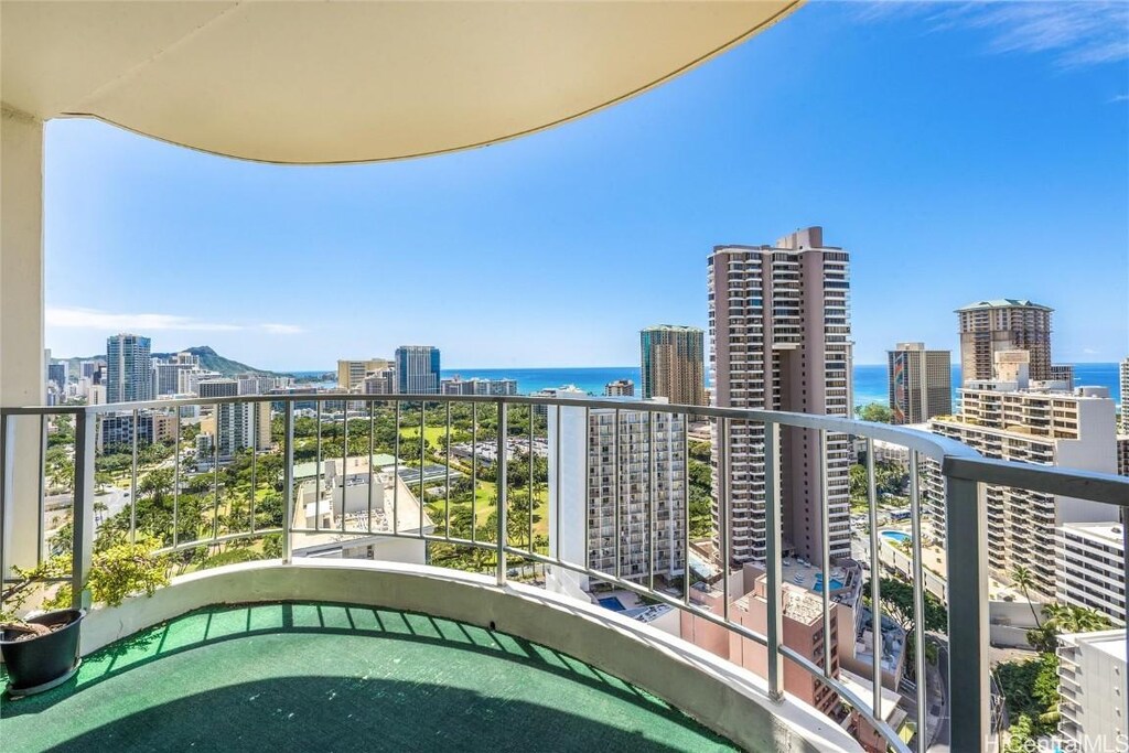 469 Ena Rd Unit 2912, Honolulu, HI 96815 - balcony featuring a water view and a view of city
