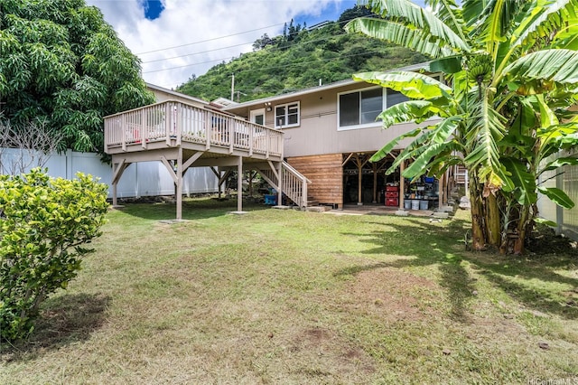 1924 10th Ave, Honolulu, HI 96816 - rear view of house featuring a wooden deck and stairs