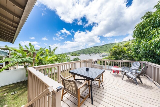 1924 10th Ave, Honolulu, HI 96816 - wooden deck featuring outdoor dining space and a mountain view