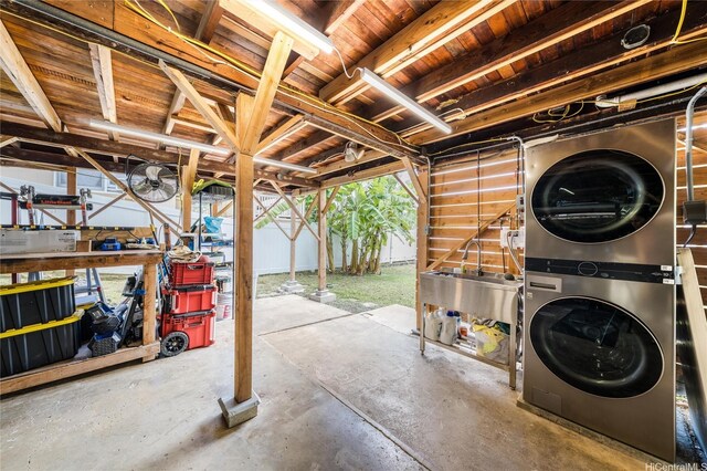 1924 10th Ave, Honolulu, HI 96816 - basement with stacked washer / drying machine