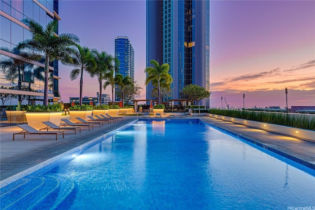 pool with a patio