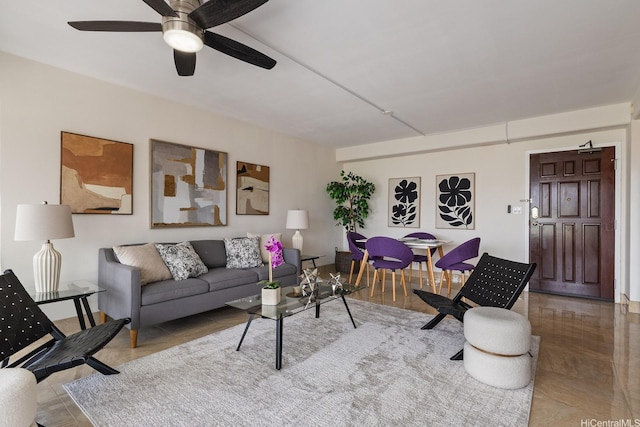 419 Atkinson Dr Unit 1603, Honolulu, HI 96814 - living room with ceiling fan and tile patterned flooring