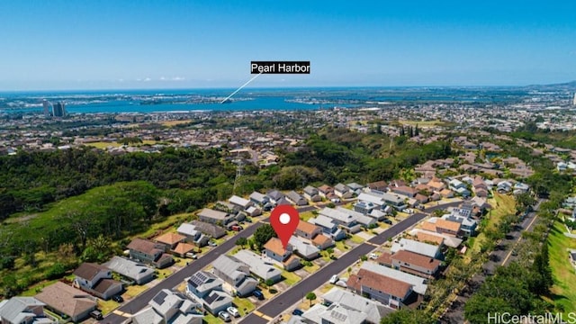 birds eye view of property with a residential view