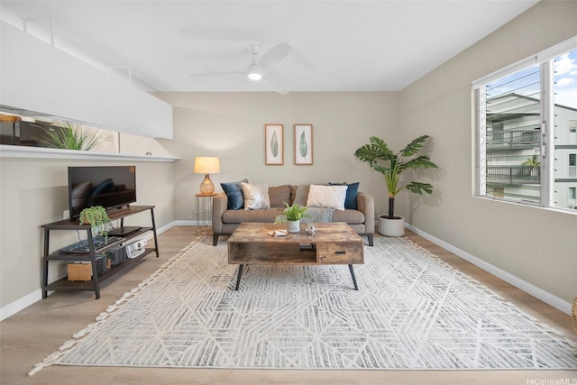 46-269 Kahuhipa St Unit D202, Kaneohe, HI 96744 - living room with ceiling fan and wood finished floors