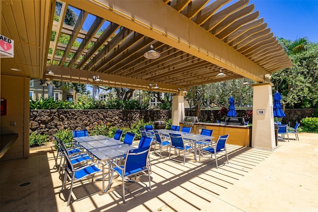 520 Lunalilo Home Rd Unit V1406, Honolulu, HI 96825 - view of patio / terrace featuring outdoor dining space, fence, and an outdoor kitchen