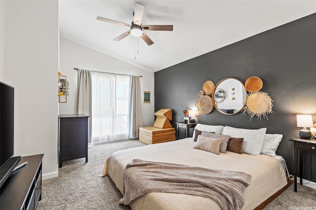 91-548 Koihala Pl, Ewa Beach, HI 96706 - bedroom with carpet flooring, vaulted ceiling, ceiling fan, and baseboards