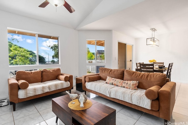 94-835 Lumiauau St Unit K105, Waipahu, HI 96797 - living area with a ceiling fan and vaulted ceiling