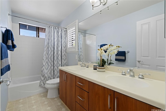 95-1023 Hehina St, Mililani, HI 96789 - bathroom with toilet, shower / tub combo with curtain, double vanity, and a sink