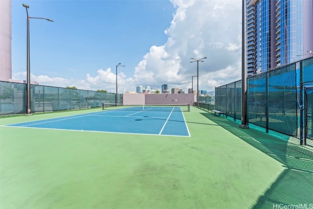 415 S St Unit 302, Honolulu, HI 96813 - view of tennis court with a city view, community basketball court, and fence
