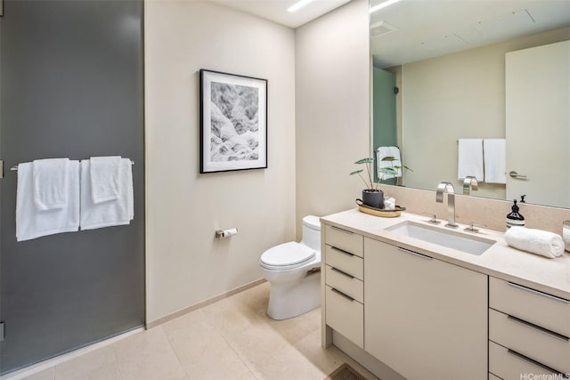 1388 Ala Moana Blvd Unit 7601, Honolulu, HI 96814 - bathroom featuring vanity, toilet, baseboards, and tile patterned floors