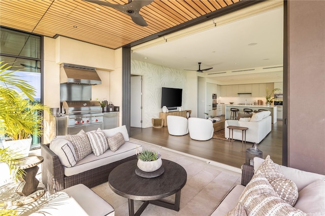 1388 Ala Moana Blvd Unit 7601, Honolulu, HI 96814 - living room featuring a ceiling fan
