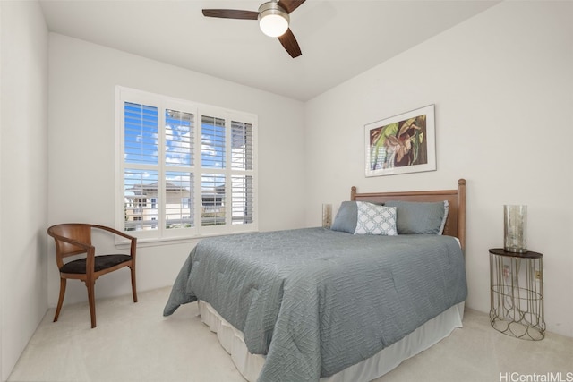 bedroom with carpet flooring and ceiling fan