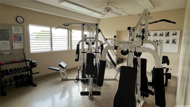95-1050 Makaikai St Unit 13K, Mililani, HI 96789 - workout area featuring ceiling fan and baseboards