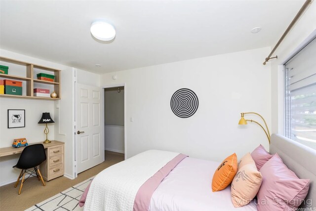 4202 Keanu St Unit 4, Honolulu, HI 96816 - bedroom featuring light carpet, a desk, and baseboards