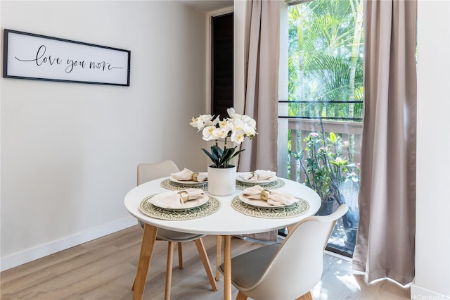 dining room featuring baseboards and wood finished floors