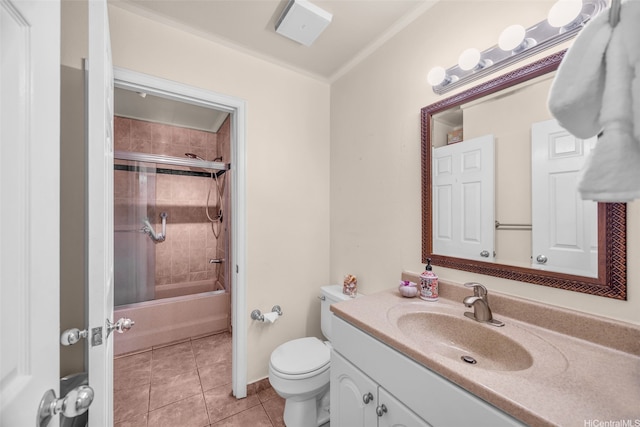 1450 S Kihei Rd Unit C204, Kihei, HI 96753 - bathroom with tile patterned flooring, vanity, toilet, enclosed tub / shower combo, and crown molding