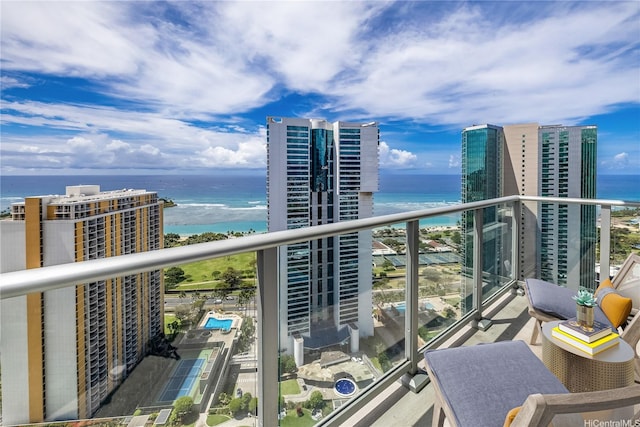 1189 Waimanu St Unit 3502, Honolulu, HI 96814 - balcony featuring a water view