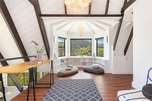 sunroom with beam ceiling