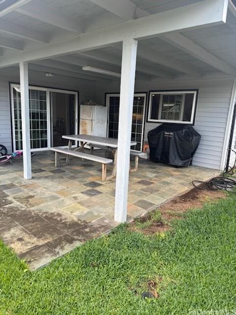 view of patio / terrace with a grill