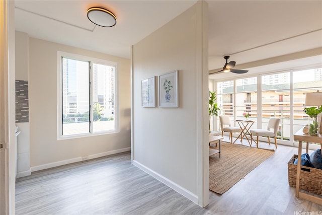 445 Kaiolu St Unit 604, Honolulu, HI 96815 - foyer featuring wood finished floors, baseboards, and ceiling fan