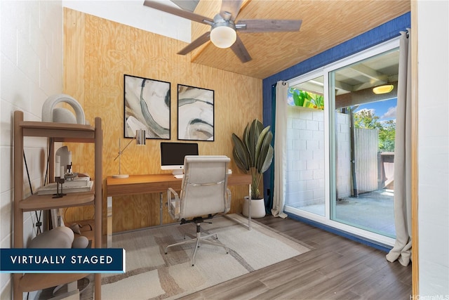 95-046 Hokuiwa St Unit 12, Mililani, HI 96789 - office with wood finished floors and ceiling fan