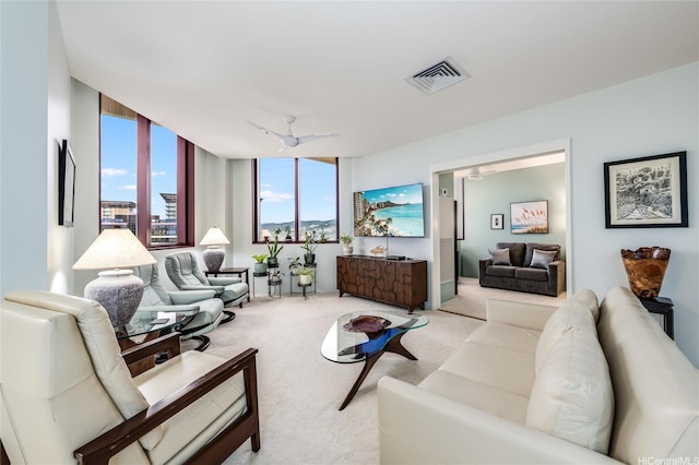 725 Kapiolani Blvd Unit 3503, Honolulu, HI 96813 - living room with visible vents and light carpet