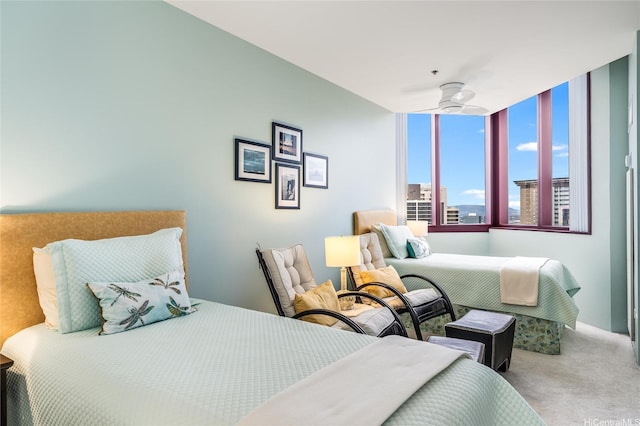 725 Kapiolani Blvd Unit 3503, Honolulu, HI 96813 - bedroom featuring a ceiling fan and carpet flooring