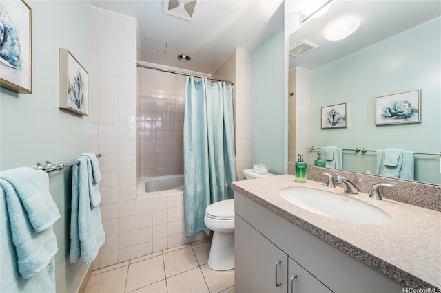 725 Kapiolani Blvd Unit 3503, Honolulu, HI 96813 - bathroom featuring tile patterned flooring, vanity, toilet, tiled shower / bath combo, and visible vents