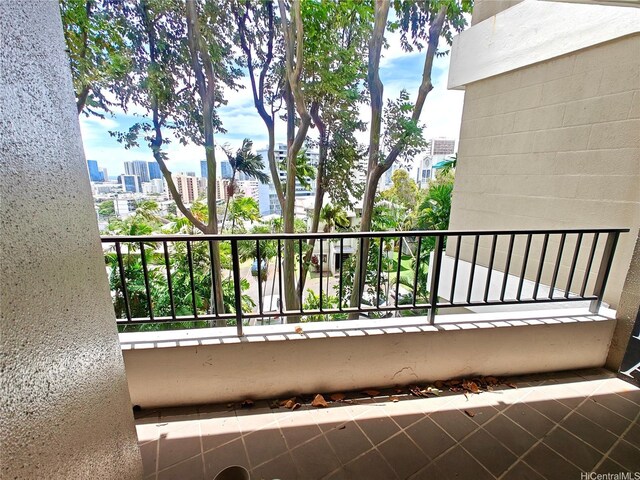 balcony featuring a city view