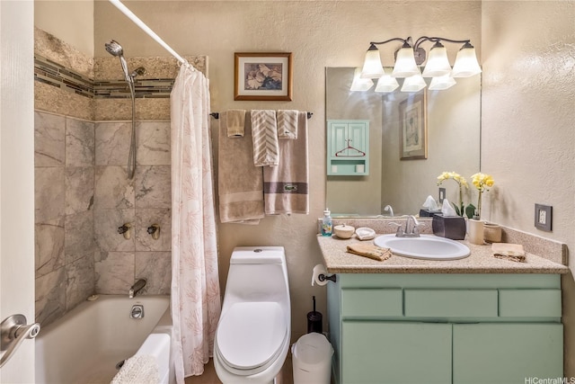 84-215 Makau St, Waianae, HI 96792 - full bathroom featuring toilet, shower / bath combination with curtain, vanity, and a textured wall