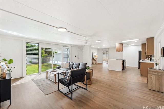 living area with light wood-style flooring