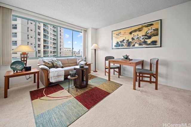 1314 Kalakaua Ave Unit 906, Honolulu, HI 96826 - living area with carpet flooring, an office area, and a textured ceiling