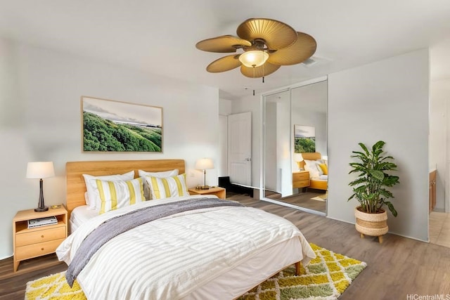 87-307 Panoa St, Waianae, HI 96792 - bedroom featuring a closet, wood finished floors, and ceiling fan