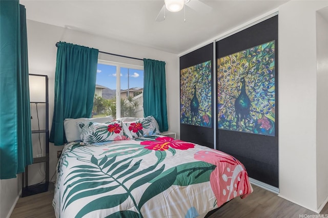 87-307 Panoa St, Waianae, HI 96792 - bedroom with wood finished floors and ceiling fan