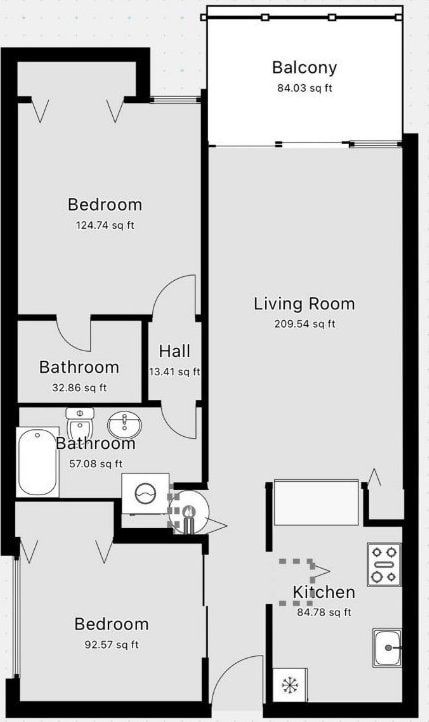 2488 Kapiolani Blvd Unit 403, Honolulu, HI 96826 - view of room layout