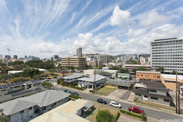 aerial view with a city view