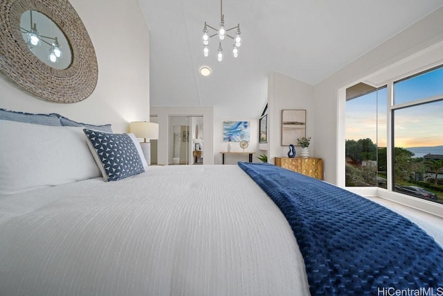 1782 Laukahi St, Honolulu, HI 96821 - bedroom with vaulted ceiling and a chandelier