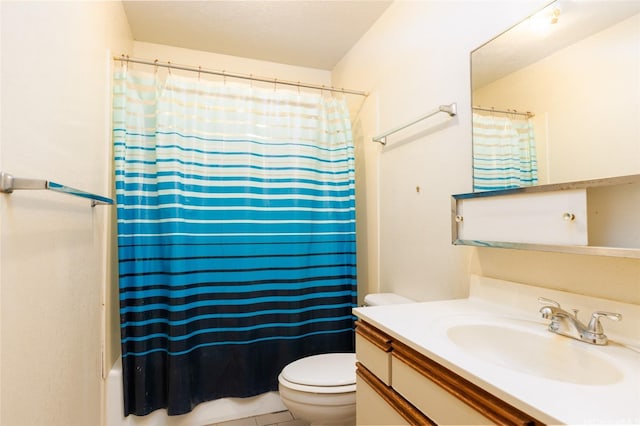 99-611 Alia Pl, Aiea, HI 96701 - bathroom with toilet, vanity, shower / bath combination with curtain, and tile patterned flooring