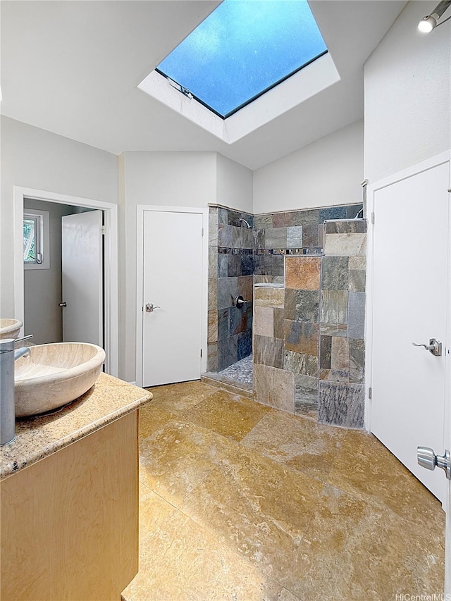 44-313 Kaneohe Bay Dr Unit B, Kaneohe, HI 96744 - full bath with a skylight, a walk in shower, and vanity