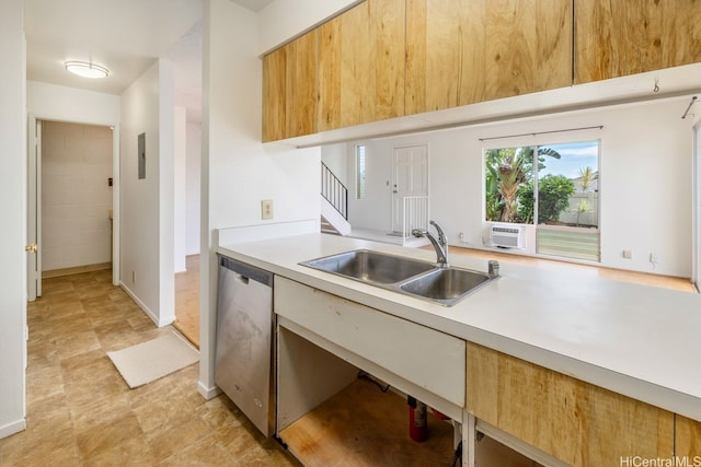 94-1199 Meleinoa Pl Unit 21C, Waipahu, HI 96797 - kitchen featuring light countertops, baseboards, a sink, and dishwasher