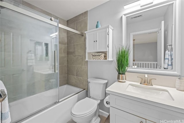 91-1200 Kaileolea Dr Unit 2K2, Ewa Beach, HI 96706 - bathroom with visible vents, toilet, vanity, and shower / bath combination with glass door