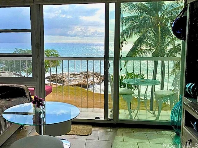 balcony with a water view
