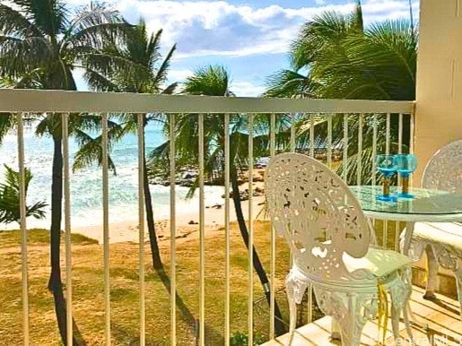 balcony with a water view
