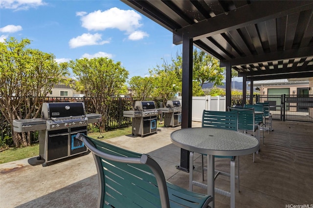 view of patio / terrace featuring a fenced backyard and grilling area