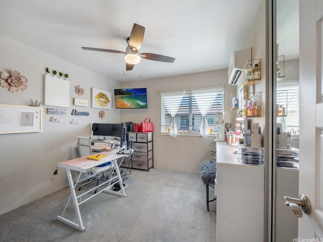 91-1483 Loiloi Loop, Ewa Beach, HI 96706 - carpeted home office featuring a ceiling fan and a wall mounted air conditioner