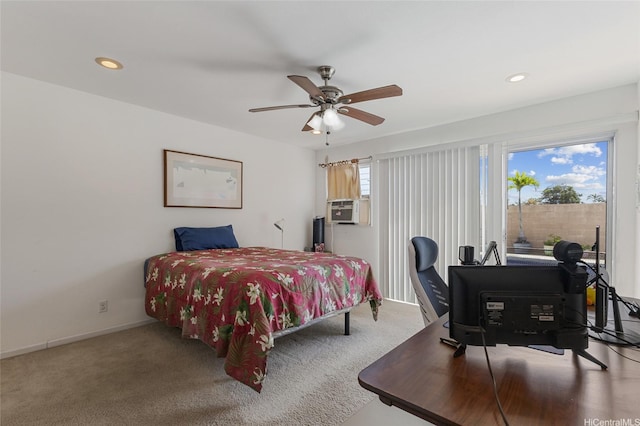 1315 Onioni St, Kailua, HI 96734 - bedroom with cooling unit, recessed lighting, baseboards, carpet floors, and ceiling fan