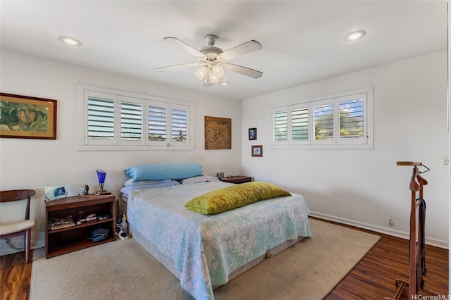 1315 Onioni St, Kailua, HI 96734 - bedroom featuring wood finished floors, recessed lighting, ceiling fan, and baseboards