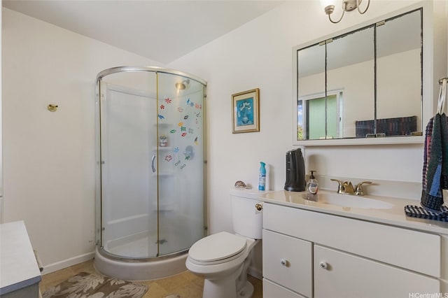 1315 Onioni St, Kailua, HI 96734 - full bathroom featuring vanity, a shower stall, toilet, and tile patterned flooring