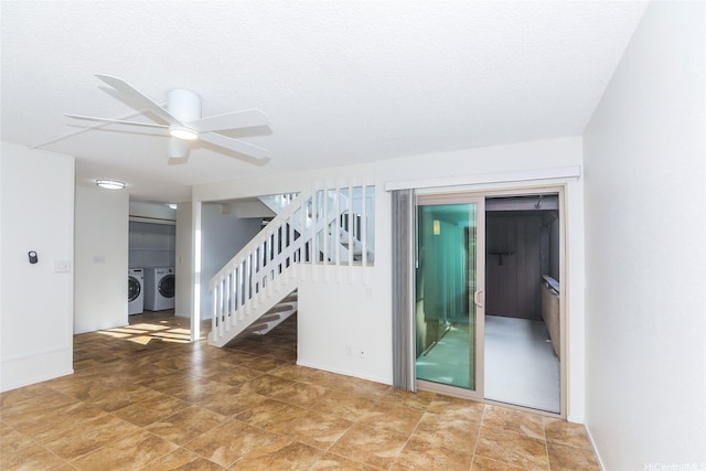 46-318 Haiku Rd Unit 70, Kaneohe, HI 96744 - empty room featuring washer and dryer, stairway, and ceiling fan